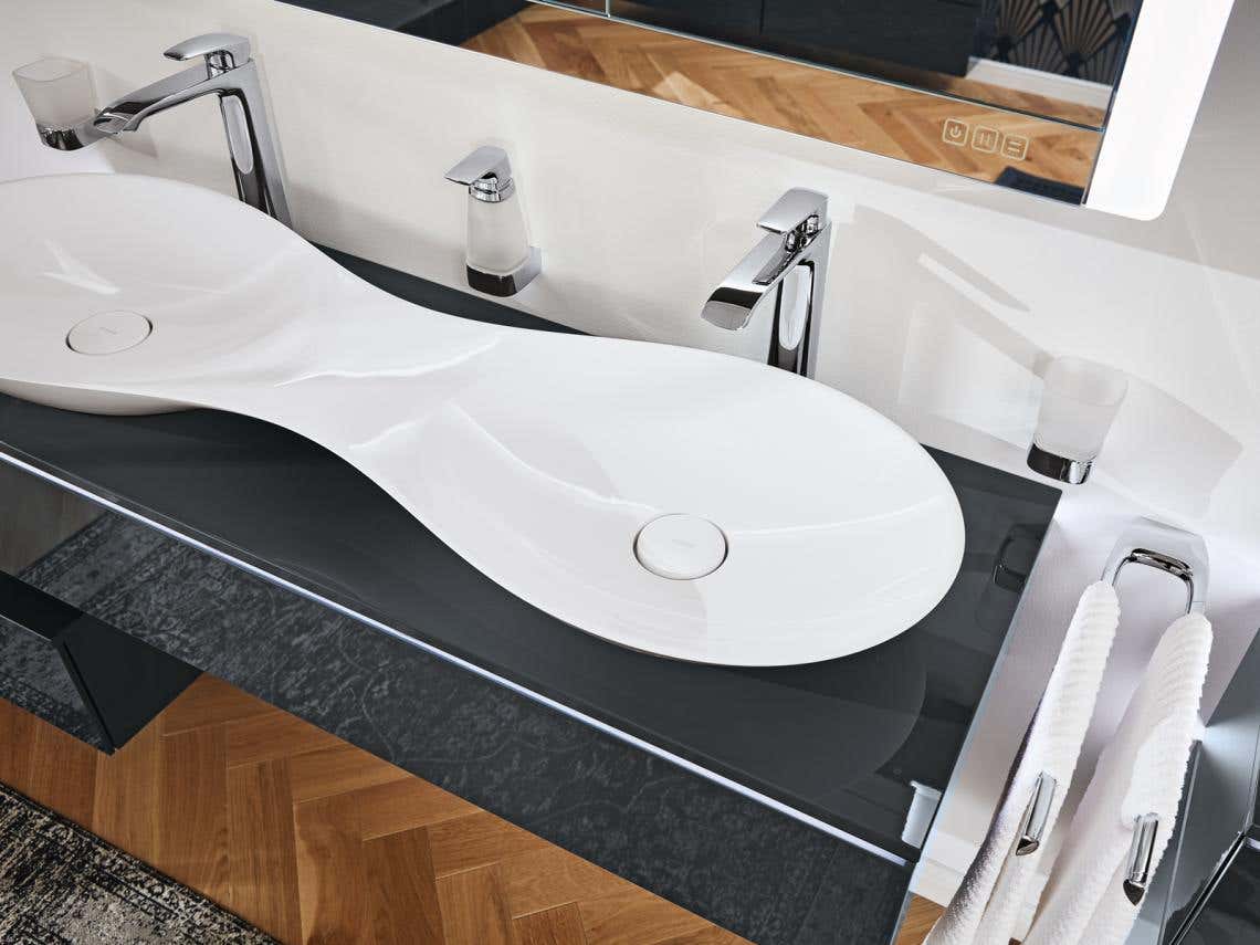 VIGOUR vogue Doppelschale aus Mineralguss - exklusiver Waschtisch der neuen Designlinie für das Badezimmer